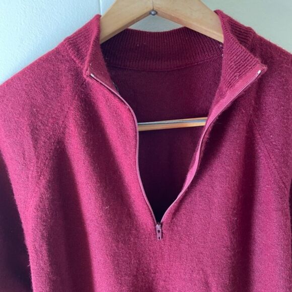 Maroon Mock‎ Neck Sweater LARGE Petite Vintage VTG Designers Originals Deep Red - Picture 4 of 6